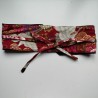 Obi belt in japanese cotton -crane red