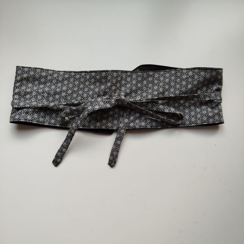 Obi belt in japanese cotton -Asanoha navy