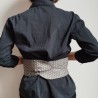 Obi belt in japanese cotton -Asanoha navy