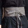 Obi belt in japanese cotton -Asanoha navy