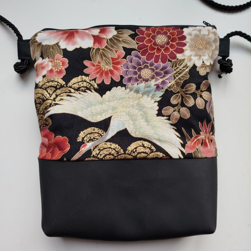 Mini shoulder bag -Crane and Peony