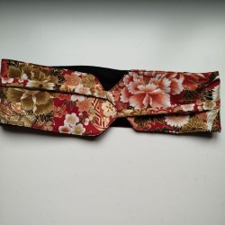 Obi belt in japanese cotton -crane bordeaux