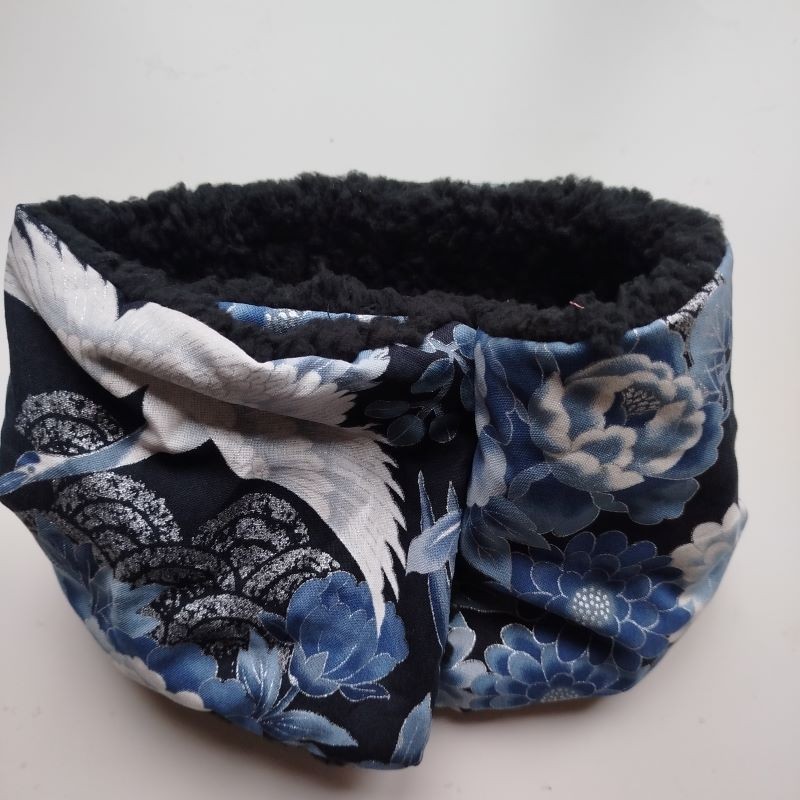 Neckwarmer Boà -Crane blue&silver