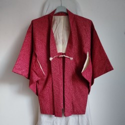 Antique Haori Kimono jacket -Shibori red