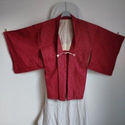 Haori -Giacca Kimono antico- Shibori Rosso