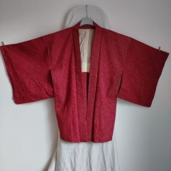 Antique Haori Kimono jacket -Shibori red