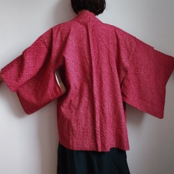 Haori -Giacca Kimono antico- Shibori Rosso