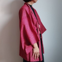 Haori -Giacca Kimono antico- Shibori Rosso