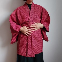 Haori -Giacca Kimono antico- Shibori Rosso