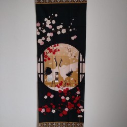 Tenugui Crane and plum flowers