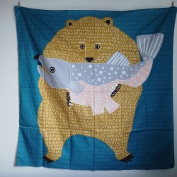 Furoshiki 100cm Bear and salmon