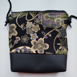 Mini shoulder bag -black peony