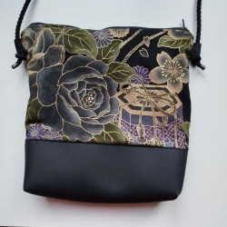 Mini shoulder bag -black peony