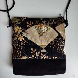 Mini shoulder bag -Fan gold&black