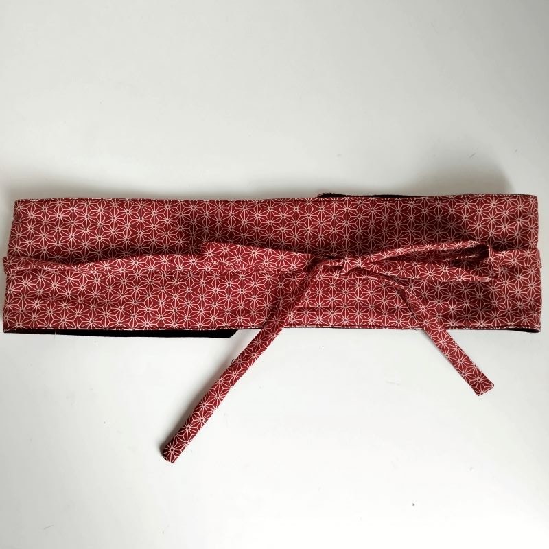 Obi belt in japanese cotton -Asanoha Red