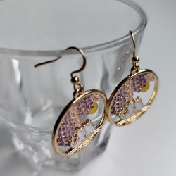 Earrings Cats and wisteria