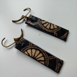 Paper earrings rectangle-black