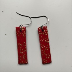 Paper earrings rectangle- red