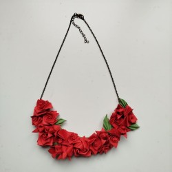 Flower origami choker Red