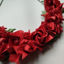 Flower origami choker Red