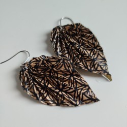 Earrings origami Leaf, Asanoha black