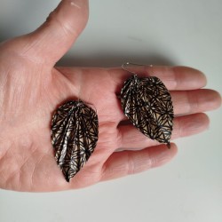 Earrings origami Leaf, Asanoha black