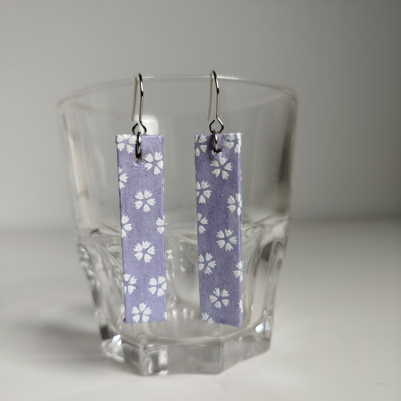 Paper earrings rectangle- Light purple