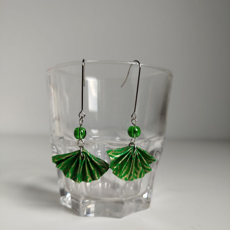 Long earrings origami fan