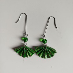 Long earrings origami fan