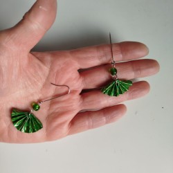 Long earrings origami fan