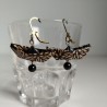 Earrings origami paper boat black