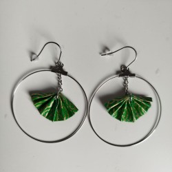 Earrings origami fan in circle