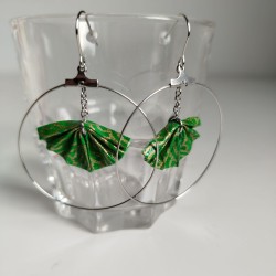 Earrings origami fan in circle