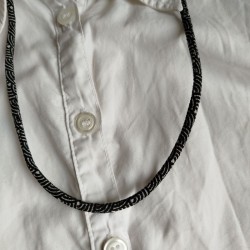 Chirimen cord Necklace Black waves