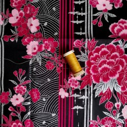 small Japanese cotton 50x50cm Stripe Fuchsia