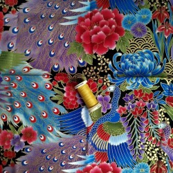 small Japanese cotton 50x50cm Peacock