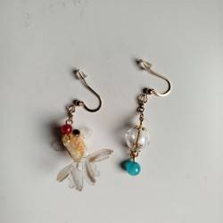 Earrings goldfish and bubble