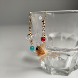 Earrings goldfish and bubble