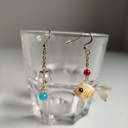 Earrings goldfish and bubble