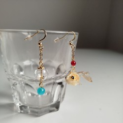 Earrings goldfish and bubble