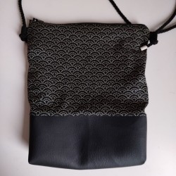 Mini shoulder bag -Seigaiha waves Black