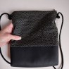 Mini shoulder bag -Seigaiha waves Black