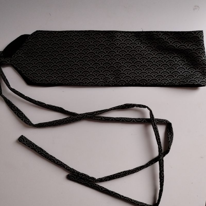 Obi belt in japanese cotton -Seigaiha nero