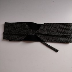 Obi belt in japanese cotton -Seigaiha nero