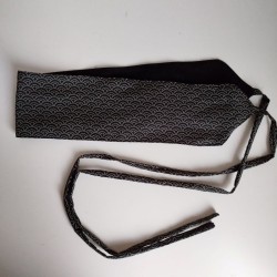 Obi belt in japanese cotton -Seigaiha nero