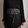 Obi belt in japanese cotton -Seigaiha nero