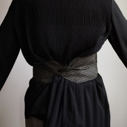 Obi belt in japanese cotton -Seigaiha nero