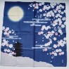 Furoshiki 50cm- Pagoda and cherry blossoms under the moon