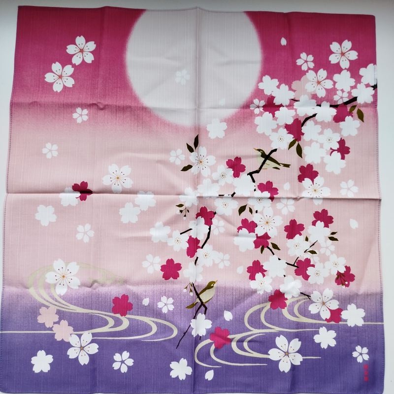 Furoshiki 50cm- Nightingale and cherry blossoms