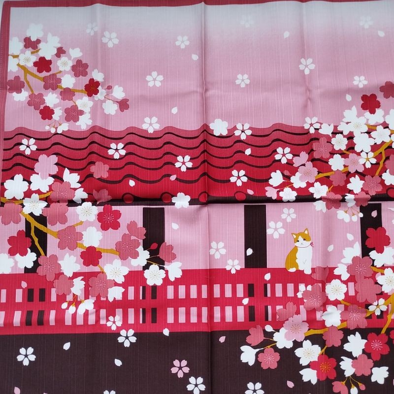 Furoshiki 50cm- Cherry blossoms and cat